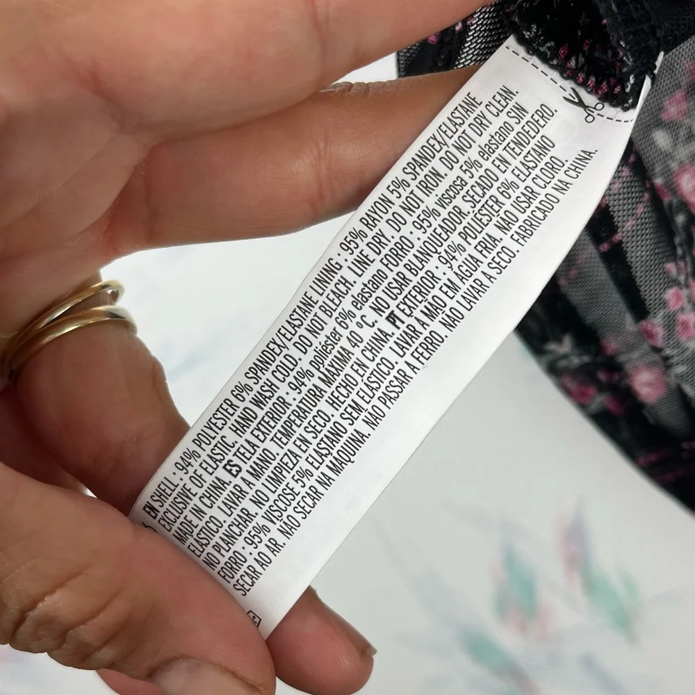 Forever 21 Black Pink Floral Print Cropped Bra Top - Picture 8 of 8